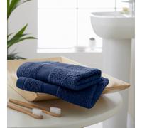 Catherine Lansfield Anti-Bacterial Cotton 30X30Cm Face Cloth Pair Navy Blue