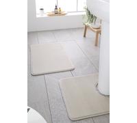Catherine Lansfield Bathroom Anti-Bacterial Memory Foam Bathmat And Pedestal Mat Set Natural