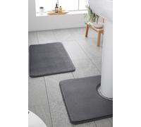 Catherine Lansfield Anti- Bacterial Memory Foam' Bath & Pedestal Mat Set in Charcoal Catherine Lansfield Charcoal