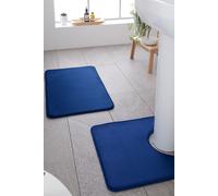 Catherine Lansfield Bathroom Anti-Bacterial Memory Foam Bathmat And Pedestal Mat Set Navy, BR/55661/W/BMPM/NA