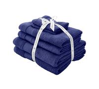 Catherine Lansfield 6-Piece Cotton Towel Set – Anti-Bacterial, Soft & Absorbent – Navy Blue