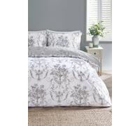 Catherine Lansfield Antoinette Damask Reversible Double Duvet Cover Set With Pillowcases Grey