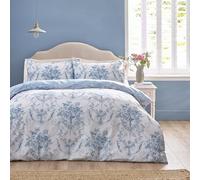 Catherine Lansfield Antoinette Damask Reversible Super King Duvet Cover Set with Pillowcases Blue