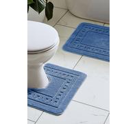 Catherine Lansfield Armoni Bath Mat and Pedestal Set Blue