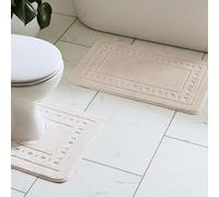 Catherine Lansfield Armoni Bath Mat and Pedestal Set Cream