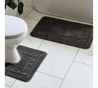 Catherine Lansfield Armoni Bath Mat and Pedestal Set Grey