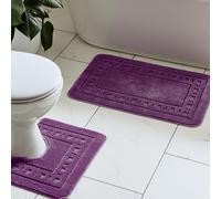 Catherine Lansfield Armoni Bath Mat and Pedestal Set Plum