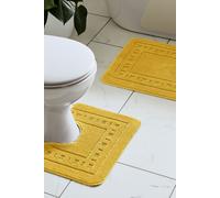 Catherine Lansfield Armoni Bath Mat and Pedestal Set Ochre Yellow
