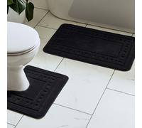 Catherine Lansfield Armoni Bath & Pedestal Mat Set - Black