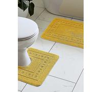 Catherine Lansfield Armoni Easy Care Bath & Pedestal Mat Twin Pack Ochre