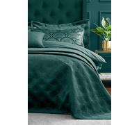 Catherine Lansfield Art Deco Pearl Quilted 220x230cm Quilted Bedspread Teal Green