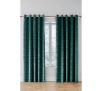 Catherine Lansfield Art Deco Pearl 66x72 Inch Lined Eyelet Curtains Two Panels Teal Green