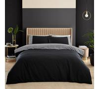 Catherine Lansfield Artemis Greek Key Reversible Double Duvet Cover Set with Pillowcases Black