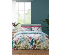 Catherine Lansfield Duvet Cover Set Aruba Tropical Floral Reversible with Pillowcases King Green