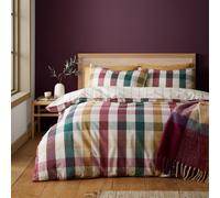 Catherine Lansfield Autumn Check Reversible King Duvet Cover Set with Pillowcases Plum