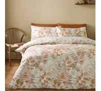 Catherine Lansfield Autumn Leaves So Soft Reversible King Duvet Cover Set with Pillowcases Natural