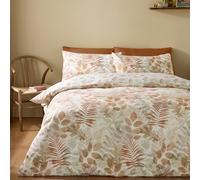 Catherine Lansfield Autumn Leaves So Soft Reversible King Duvet Cover Set with Pillowcases Natural