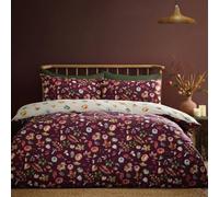 Catherine Lansfield Autumn Pumpkins Reversible Double Duvet Cover Set with Pillowcase Plum