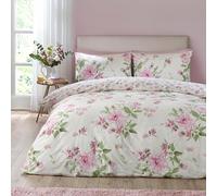 Catherine Lansfield Avebury Floral Reversible King Duvet Cover Set with Pillowcases Cream