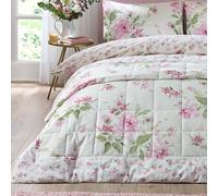 Catherine Lansfield Avebury Floral Reversible Quilted 220x230cm Bedspread Cream