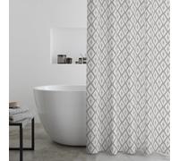 Catherine Lansfield Diamond Tile Shower Curtain-Silver Grey