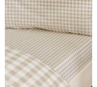Catherine Lansfield Bamford Gingham Check Fitted Sheet Natural - King - Natural