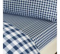 Catherine Lansfield Bamford Gingham Check Fitted Sheet Navy Blue - Single - Navy Blue