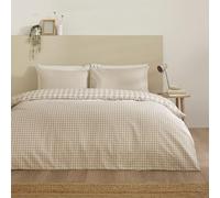 Catherine Lansfield Bamford Gingham Check Reversible Double Duvet Cover Set with Pillowcases Natural