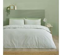 Catherine Lansfield Bamford Gingham Check Reversible King Duvet Cover Set with Pillowcases Green