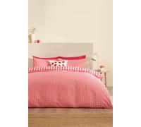 Catherine Lansfield Bamford Gingham Check Reversible Duvet Cover Set Red - Single - Red