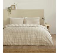 Catherine Lansfield Bamford Gingham Check Reversible Super King Duvet Cover Set with Pillowcases Natural