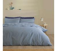 Catherine Lansfield Bamford Gingham Check Reversible Single Duvet Cover Set with Pillowcase Navy Blue