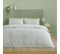 Catherine Lansfield Bamford Gingham Check Reversible Super King Duvet Cover Set with Pillowcases Green