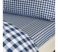 Catherine Lansfield Bamford Gingham Check Single Fitted Sheet Navy Blue