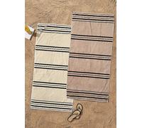 Catherine Lansfield Banded Stripe Pair of 100% Cotton Beach Towels Black