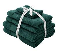 Catherine Lansfield Bathroom Anti Bacterial 500 gsm Soft & Absorbent Cotton 6 Piece Towel Set Forest Green