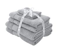 Catherine Lansfield Bathroom Anti Bacterial 500 gsm Soft & Absorbent Cotton 6 Piece Towel Set Silver Grey, Towels, 6 Piece Bale