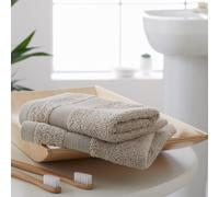 Catherine Lansfield Bathroom Anti-Bacterial Cotton Face Cloth Pair Natural TW/55660/W/FC2/NT