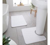Catherine Lansfield Bathroom Anti-Bacterial Memory Foam Bath Mat And Pedestal Set White