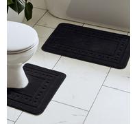 Catherine Lansfield Bathroom Armoni Bath Mat And Pedestal Set Black
