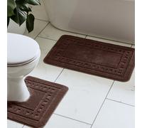 Catherine Lansfield Bathroom Armoni Bath Mat And Pedestal Set Chocolate