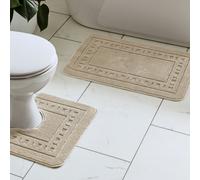 Catherine Lansfield Bathroom Armoni Bath Mat And Pedestal Set Natural