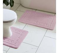 Catherine Lansfield Bathroom Armoni Bath Mat And Pedestal Set Pink