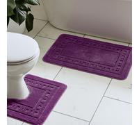 Catherine Lansfield Bathroom Armoni Bath Mat And Pedestal Set Plum