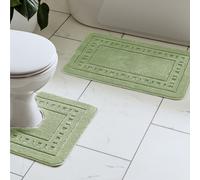 Catherine Lansfield Bathroom Armoni Bath Mat And Pedestal Set Sage