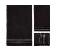 Catherine Lansfield Bathroom Java Stripe 450 gsm Soft & Absorbent Cotton 4 Piece Towel Set Black