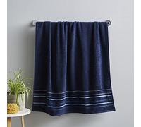 Catherine Lansfield Bathroom Java Stripe 450 gsm Soft & Absorbent Cotton Bath Towel Navy