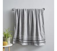 Catherine Lansfield Bathroom Java Stripe 450 gsm Soft & Absorbent Cotton Hand Towel Grey, Towels