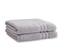 Catherine Lansfield Bathroom Zero Twist 500 Gsm Soft & Absorbent Cotton Bath Sheet Pair Silver