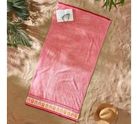 Catherine Lansfield Beach Huts90x180cm Cotton Extra Large Beach Towel Coral